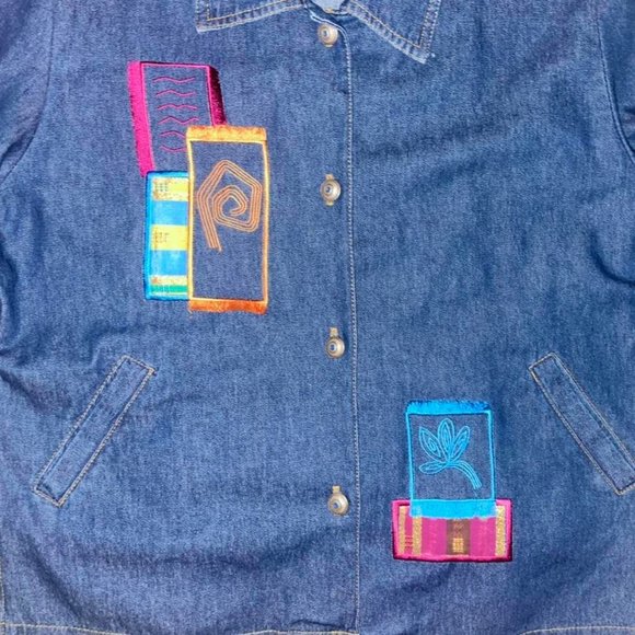 Vintage 1980s Saint Germain Button Down Denim Shirt Large - Picture 3 of 4
